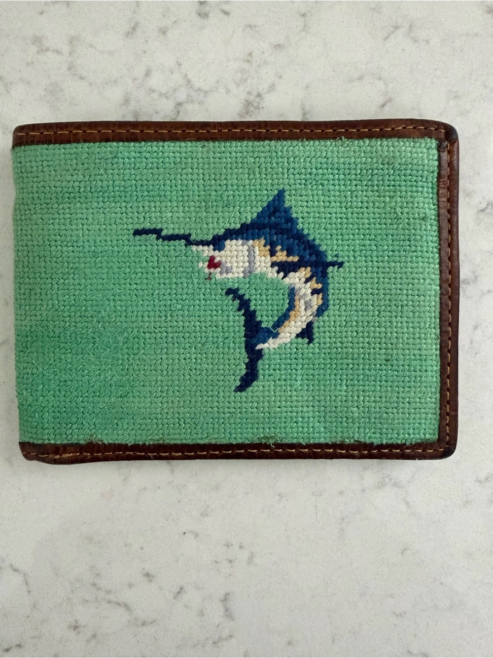 Smathers & Branson hand-stitched needlepoint bi-fold wallet